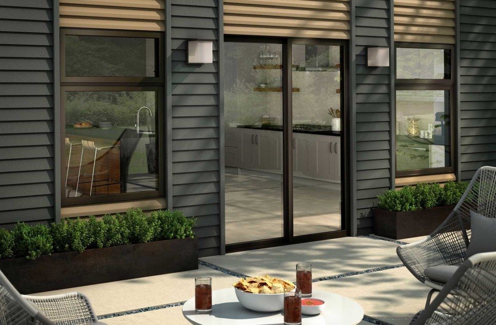 Image of a patio with a sliding glass door